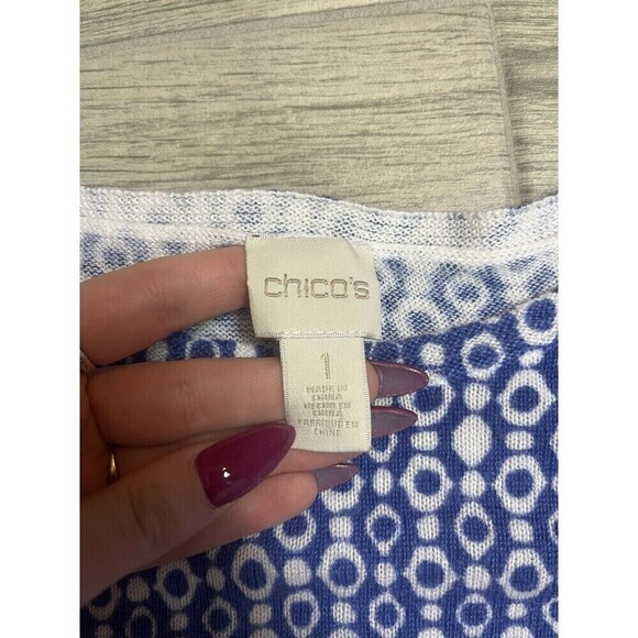 Chico’s Blue And White Gradient Circle Dot Sweater Tunic Size 1 sz 8 Medium A6 - Picture 4 of 8